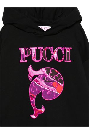 black cotton hoodie EMILIO PUCCI KIDS | PX4A50Z3183930